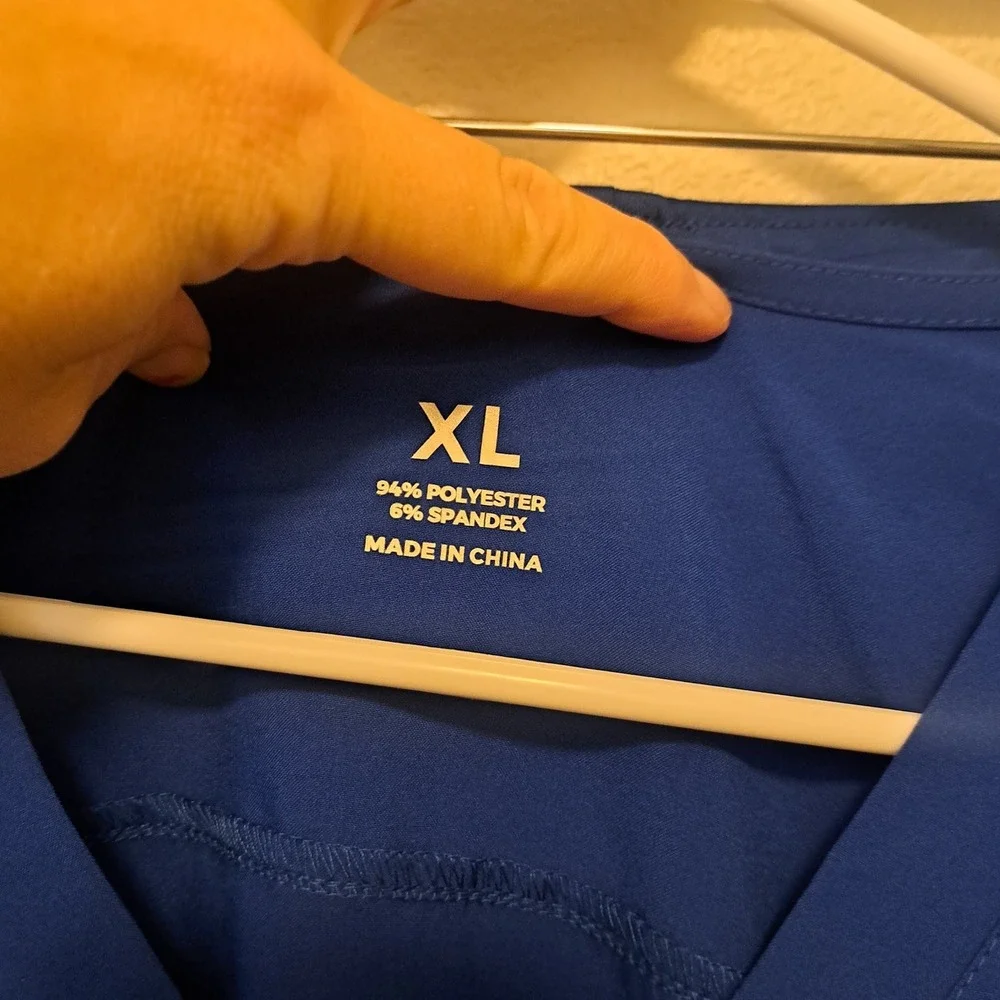 Women Royal Blue Scrub Set V-Neck Top XL and Jogger Pants M Stretch Medical Wear